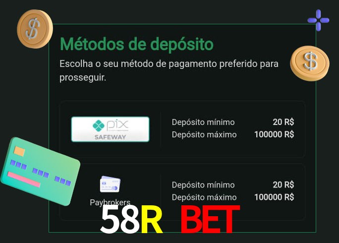 O cassino 58R Bet oferece uma grande variedade de métodos de pagamento